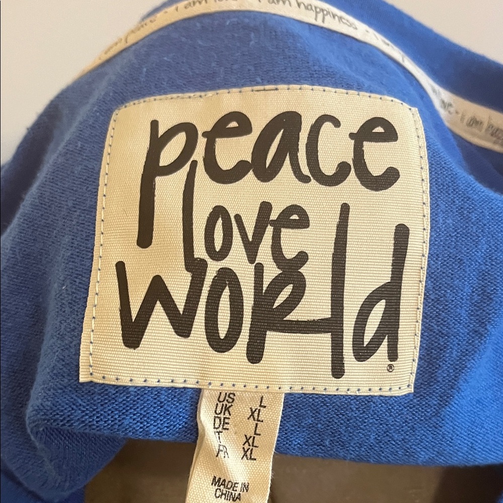 Peace Love World Blue Long Sleeve Tee - Picture 2 of 4